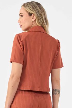 Imagem de Blazer PKS Alfaiataria Risca Giz Terracota