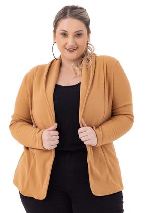 Imagem de Blazer plus size peluciado jaqueta teddy casaco aberto casual inverno 12723a