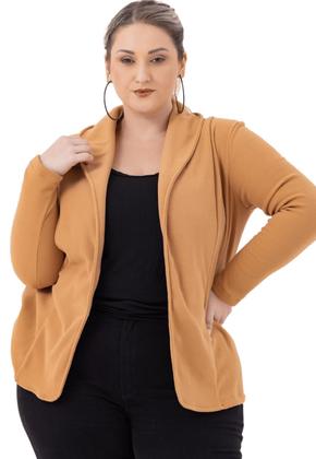 Imagem de Blazer plus size peluciado jaqueta teddy casaco aberto casual inverno 12723a