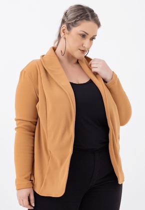 Imagem de Blazer plus size peluciado jaqueta teddy casaco aberto casual inverno 12723a