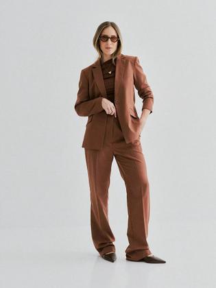 Imagem de Blazer Via Lessa Paris Alfaiataria Alongado Marrom