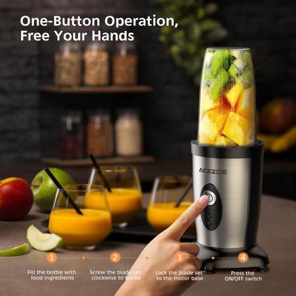 Imagem de Blender Acezoe Shakes e Smoothies 850 W 500 mL 2x500 mL Prata