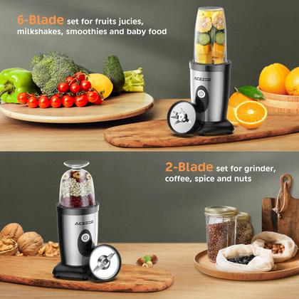 Imagem de Blender Acezoe Shakes e Smoothies 850 W 500 mL 2x500 mL Prata