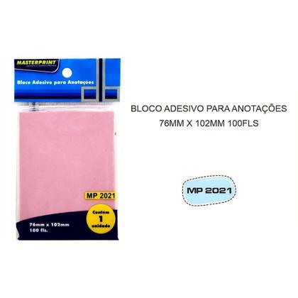 Imagem de Bloco Adesivo para Anotações Rosa 76x102mm com 100 Folhas Masterprint MP2021