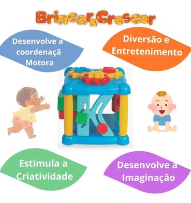 Imagem de Bloco Baby Cubo De Atividades Colorido Brinquedo Educativo
