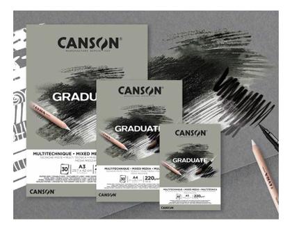 Imagem de Bloco Canson Graduate Multi Tecnica Cinza 220g A3 30f Canson