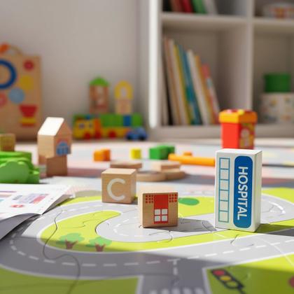 Imagem de Bloco Construção Em Madeira Balde 140 Peça Montessori Cidade