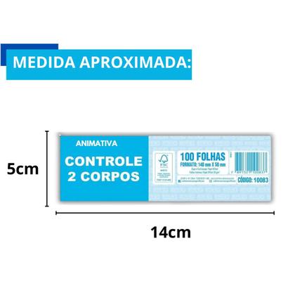 Imagem de Bloco Controle Numerado 2 corpos 14x5cm  c/20un - Animativa