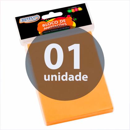 Imagem de Bloco De Anotações 76x102mm Laranja Neon Brw 01un Com 100fls