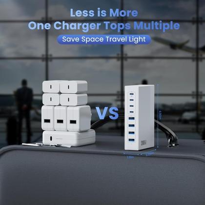 Imagem de Bloco de carregamento FOCHEW 200W USB C PD 65W Notebook 8 em 1 branco