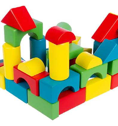 Imagem de Bloco De Construção Em Madeira Balde 50 Peças Montessori