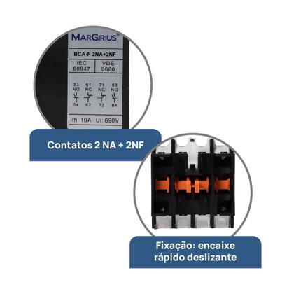 Imagem de Bloco de Contato Auxiliar Frontal para Contator 2NA+2NF