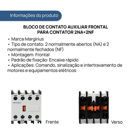 Imagem de Bloco de Contato Auxiliar Frontal para Contator 2NA+2NF
