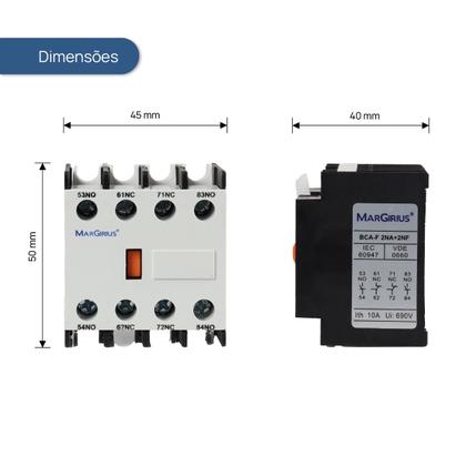 Imagem de Bloco de Contato Auxiliar Frontal para Contator 2NA+2NF