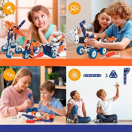 Imagem de Bloco De Montar 152 Peças 12 em 1 Brinquedo Encaixe Educativo Criativo Engenharia Construção Ferramenta