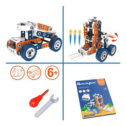 Imagem de Bloco De Montar 152 Peças 12 em 1 Brinquedo Encaixe Educativo Criativo Engenharia Construção Ferramenta