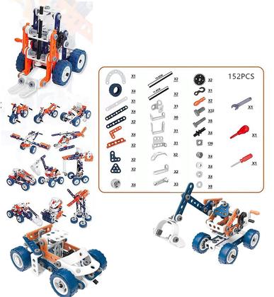 Imagem de Bloco De Montar 152 Peças 12 em 1 Brinquedo Encaixe Educativo Criativo Engenharia Construção Ferramenta