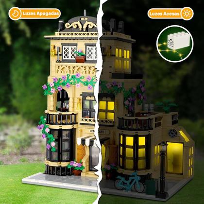 Imagem de Bloco de Montar Café Puzzle 1443 Peças de Encaixar Com Luzes LED Crianças Adulto Adolescentes Infantil Bloco de Construção Decoração Colecionador