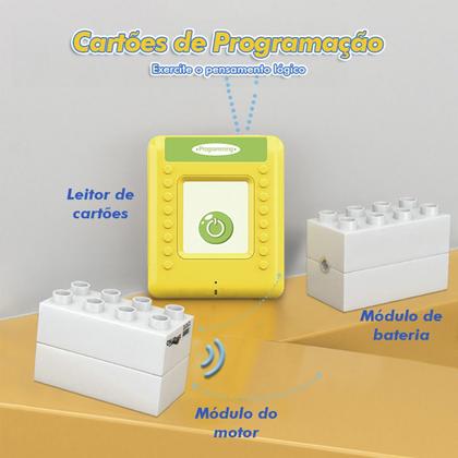Imagem de Bloco de Montar Caminhão de Construção 12 em 1 STEAM comando programável e Controle Remoto Decoração Brinquedo Educativo Infantil Adulto