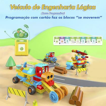 Imagem de Bloco de Montar Caminhão de Construção 12 em 1 STEAM comando programável e Controle Remoto Decoração Brinquedo Educativo Infantil Adulto