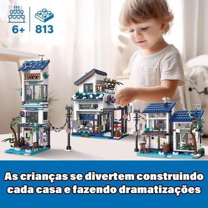 Imagem de Bloco de Montar Casa da Praia 813 Peças de Encaixar Com Luzes LED Crianças Adulto Adolescentes Infantil Bloco de Construção Decoração Colecionador