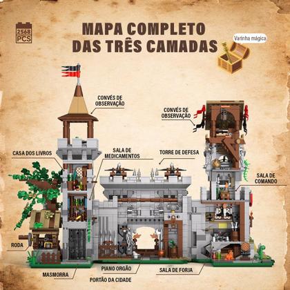 Imagem de Bloco de Montar Castelo do Cavaleiro do Espírito Santo Puzzle 2568 Peças de Encaixar Decoração Colecionador Infantil Adulto