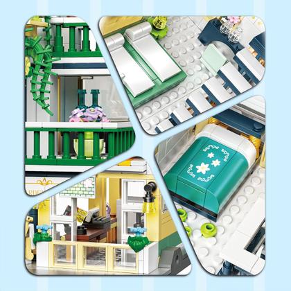 Imagem de Bloco de Montar de Encaixe Hotel com 3 Andares 998 peças Decoração Brinquedo Educativo Infantil Adolescente Adulto Conjunto de Construção