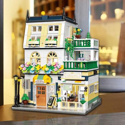 Imagem de Bloco de Montar de Encaixe Hotel com 3 Andares 998 peças Decoração Brinquedo Educativo Infantil Adolescente Adulto Conjunto de Construção