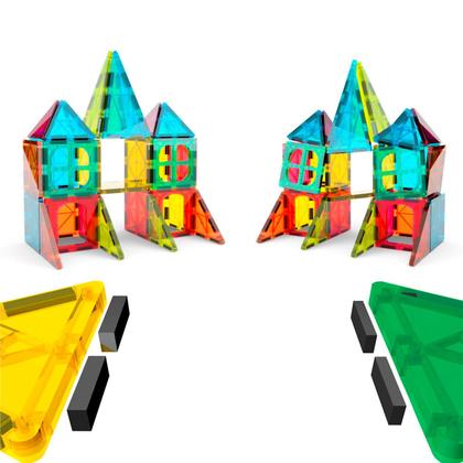 Imagem de Bloco De Montar Magnético com 65 ou 130 Peças Brinquedo Educativo Infantil Criativo Bolsa de Armazenamento