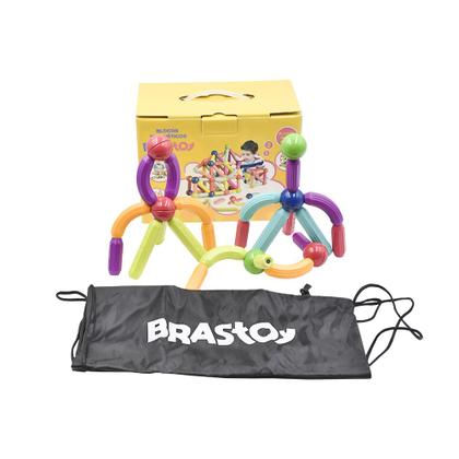 Imagem de Bloco de Montar Magnético Infantil Brinquedo Educativo Kit Criativo Peças Grandes Encaixe Imã 64 ou 120 Peças com Bolsa de Armazenamento