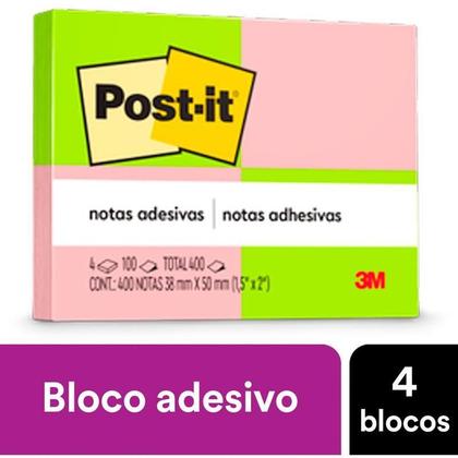 Imagem de Bloco De Notas Post It 3m Com 400 Folhas 38 x 50 Neon