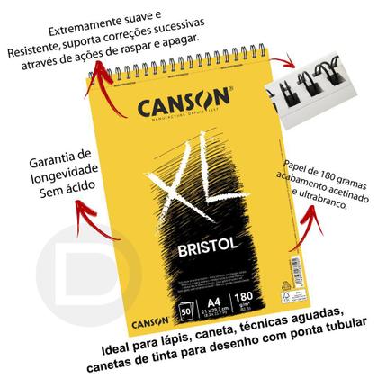 Imagem de Bloco De Papel Xl Bristol A4 180g Canson C/ 50 Folhas