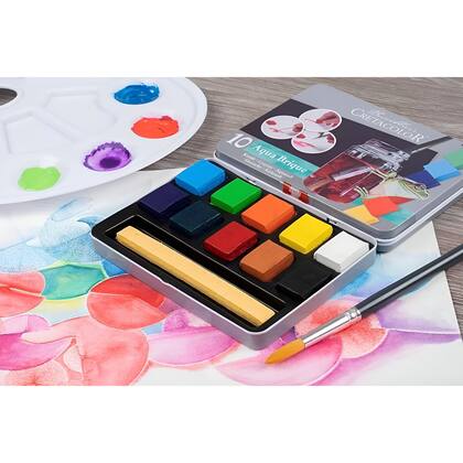 Imagem de Bloco de Tinta Aquarelavel Aqua Brinque Cretacolor 10 Cores