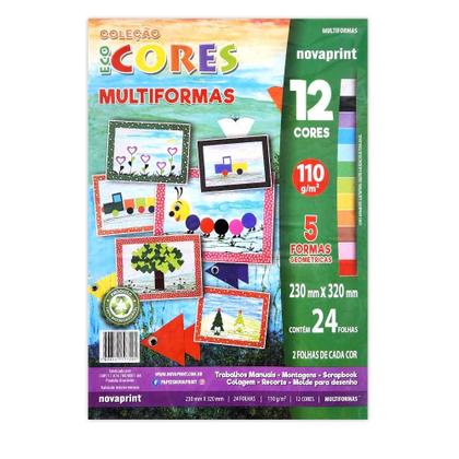 Imagem de Bloco Ecocores Novaprint Multiformas 110g 12 Cores 24Fls 230x320mm