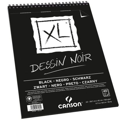 Imagem de Bloco Espiralado Canson XL Dessin Noir Black 150g/m² A3 29,7 x 42 cm com 40 Folhas  400039087