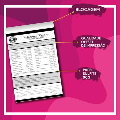 Imagem de Bloco Ficha Anamnese Tatuagem Tatoo Tatuador Facilita