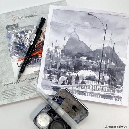 Imagem de Bloco  Hahnemuhle Aquarela Watercolour Toned Grey 20x20cm 20 Folhas