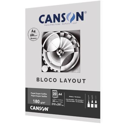 Imagem de Bloco Layout A4 Canson 180g Técnico 20 Folhas liso