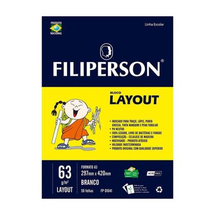 Imagem de Bloco Layout A4 Filiperson 63g 50 Folhas Branco FP01642 com 5 Blocos