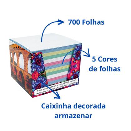 Bloco Lembrete 700 Folhas Coloridas Anotações Com Caixinha - Tamoio Imagem de Bloco Lembrete 700 Folhas Coloridas Anotações Com Caixinha