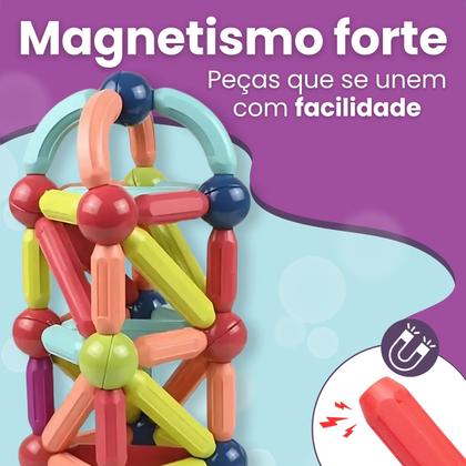 Imagem de Bloco Magnético de Montar Construção Infantil Brinquedo com Peças 138 Peças Grandes ATENTU