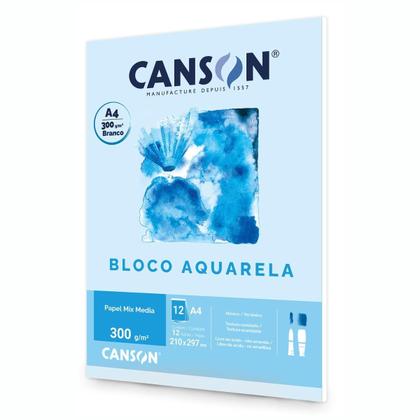 Imagem de Bloco Papel Canson Aquarela 300g A4 Bloco c/12flsM