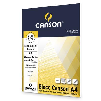 Imagem de Bloco Papel Canson Desenho Branco 200G A4 20 Folhas