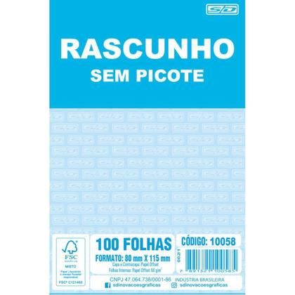 Imagem de Bloco para Rascunho sem Picote 80X115MM - 100 Folhas, Pacote com 20 Unidades