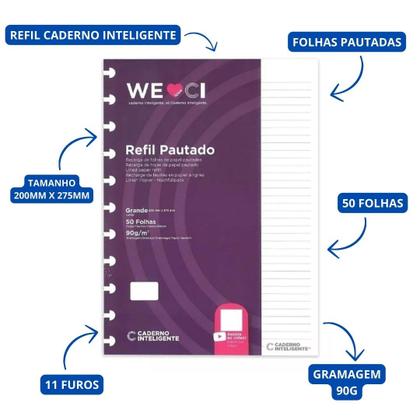 Imagem de Bloco Refil Grande Pautado 90gr com 50 folhas - Caderno Inteligente