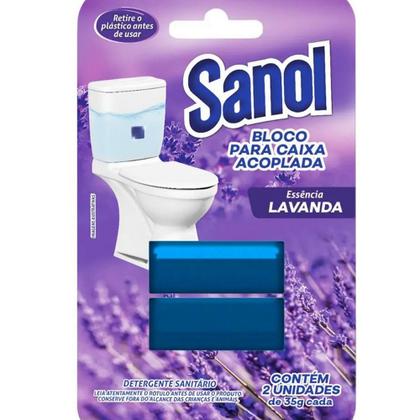 Imagem de Bloco Sanitário Para Caixa Acoplada Sanol 2 Unidades - Limpeza e Perfume Vaso Sanitário Fragrância:Lavanda