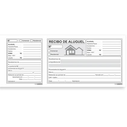 Imagem de Bloco sidgraph recibo aluguel c/ canhoto 50 fls 208x86 - pt c/ 20
