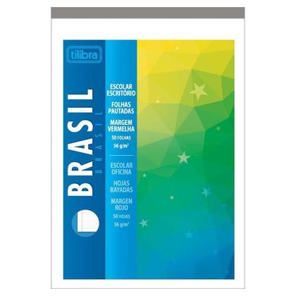 Imagem de Bloco Univ 210X295Mm Pautado Com Margem 50Fls Brasil Tilibra