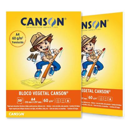 Imagem de Bloco Vegetal Canson A4 210x297mm 60g pacote com 50 folhas