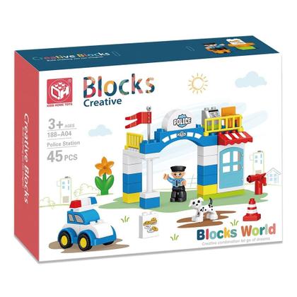 Imagem de Blocos Criativos Estação de Polícia 45 Peças Multikids - BR2249